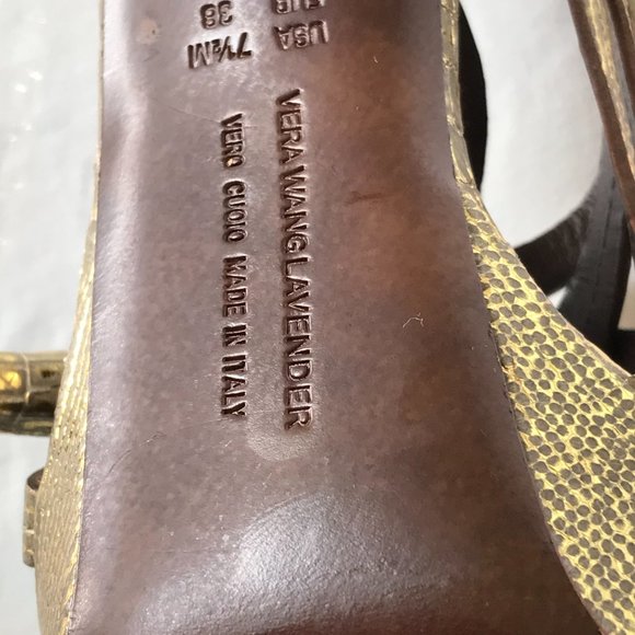 ALLIGATOR PRINT EMBOSSED VERA WANG BURNISHED GOLD SZ 7.5 GOLD - Picture 11 of 11